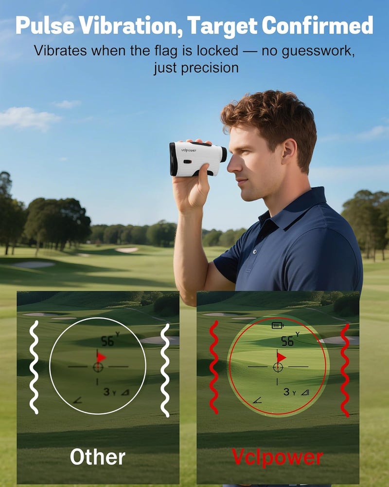 vclpower Golf Rangefinder with Slope, 1200 Yards Laser Range Finder for Golf & Hunting, 7X Magnification, Flag Lock Vibration, Rechargeable Battery, Magnetic Strip, Gift for Men - Image 5